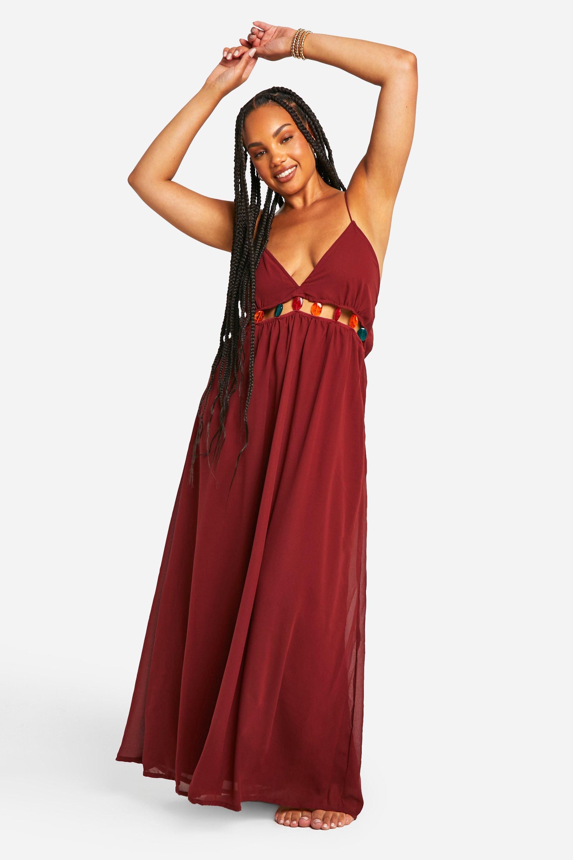 Plus Beaded Beach Maxi Dress boohoo NZ